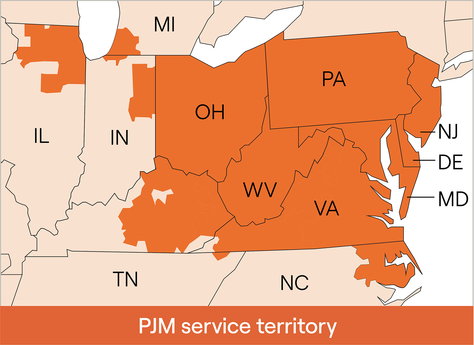 PJM service territory map